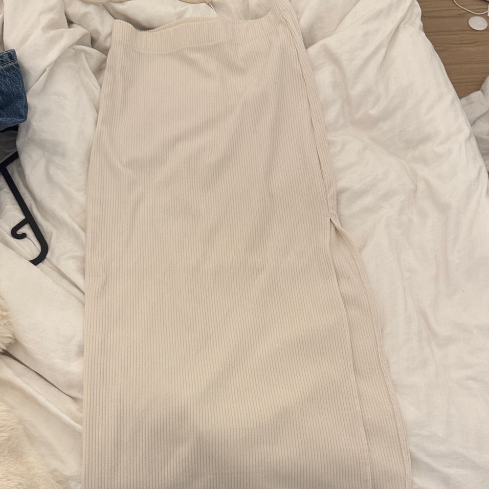 Garage Cream Ribbed Skirt